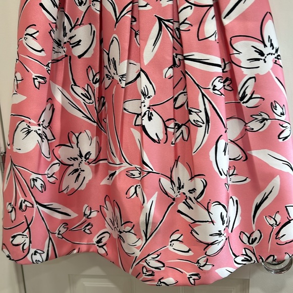 Jessica Howard Peach Abstract Floral Pleated Office All Occasion Dress sz. 6 - Picture 2 of 14